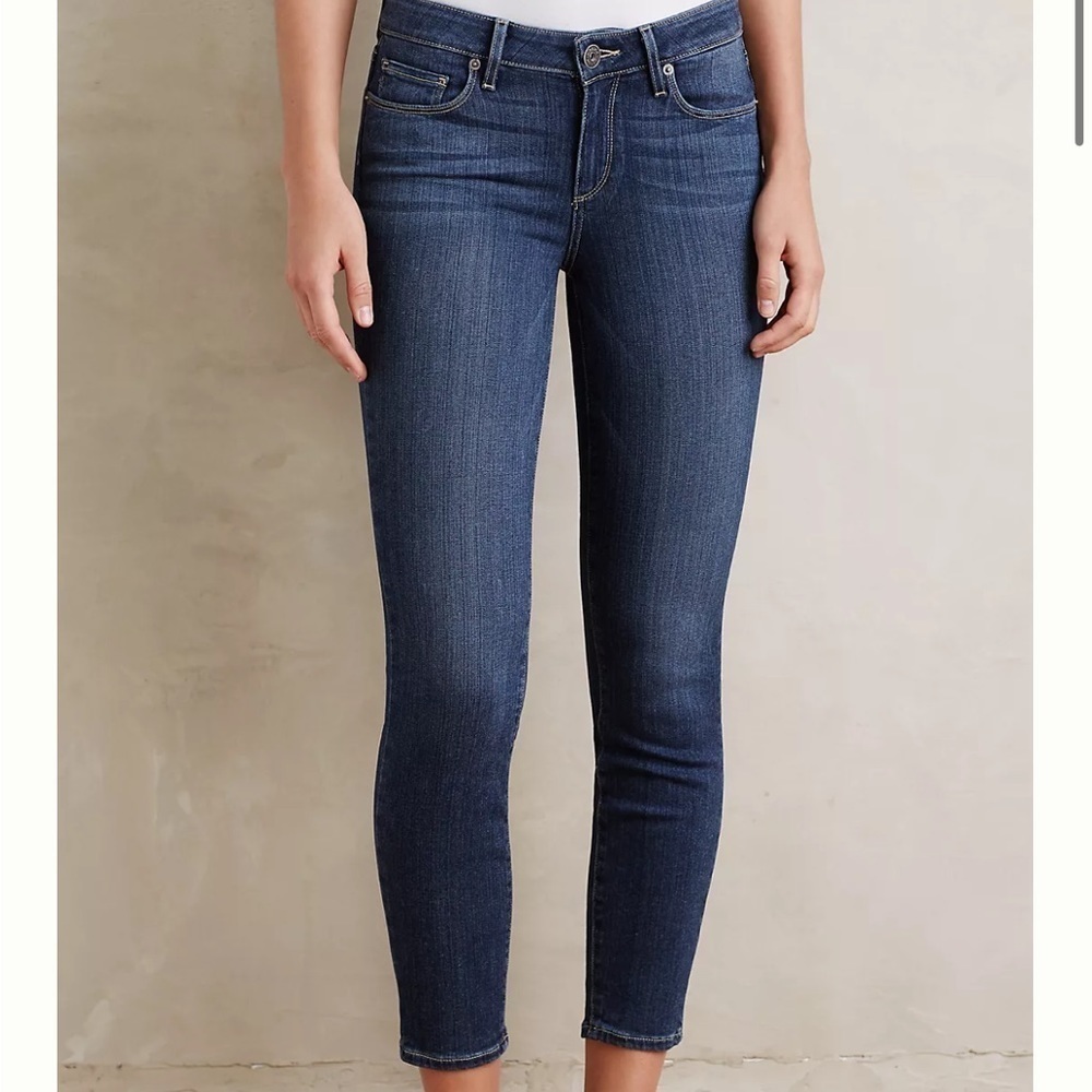 PAIGE Verdugo Crop Baker Jean Medium Wash Distressed Sz 30